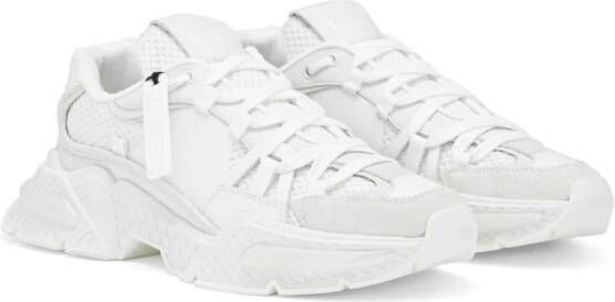 Dolce & Gabbana Witte nylon sneakers met leren en suède details White