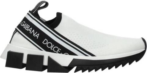 Dolce & Gabbana Witte stoffen sneakers met logo's