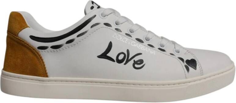 Dolce & Gabbana Witte Suede Low Top Sneakers met Logo