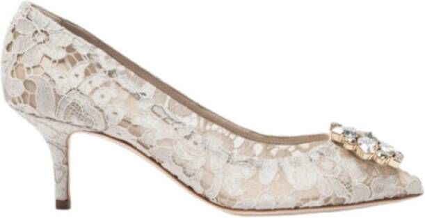 Dolce & Gabbana Witte Taormina Pumps met Kristallen Beige Dames