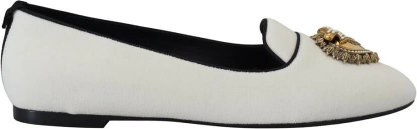 Dolce & Gabbana Witte Velvet Loafers Flats Schoenen White Dames