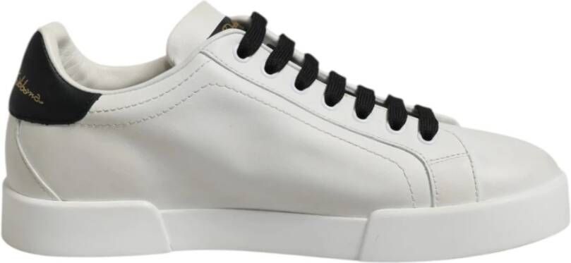 Dolce & Gabbana Witte Zwarte Leren Veterschoenen