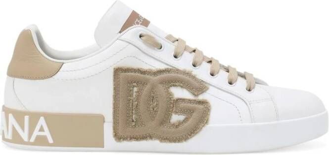 Dolce & Gabbana Witte Beige Panel Sneakers White Heren