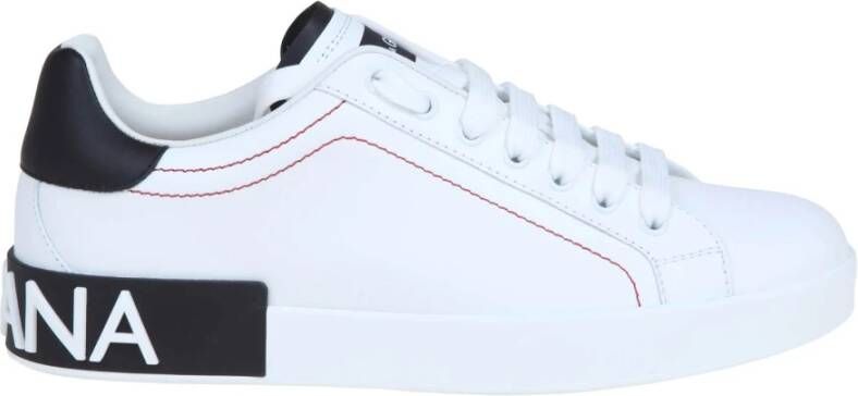 Dolce & Gabbana Leren lage sneakers met contrasterende inzetstukken White Heren