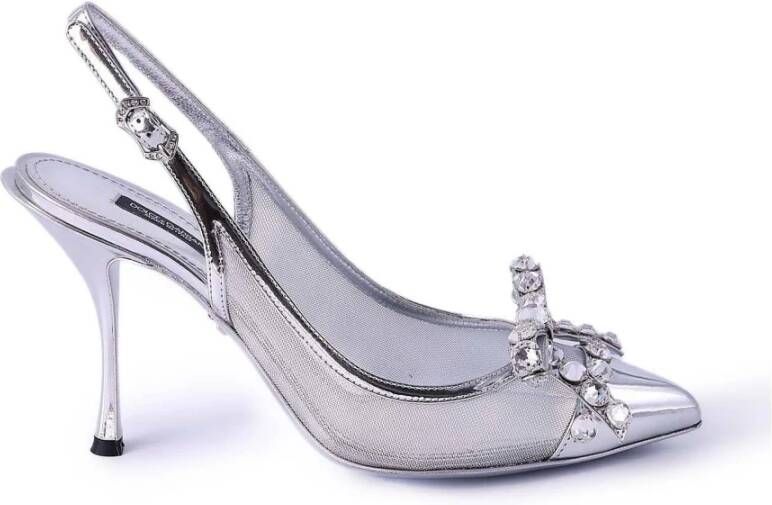 Dolce & Gabbana Women Strass Heeled Sling Back Shoe Gray Dames