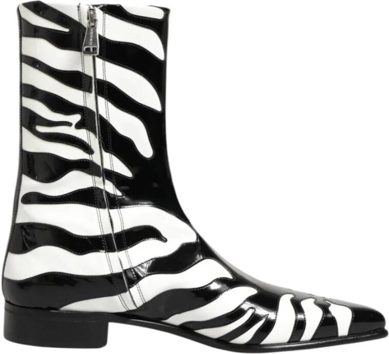 Dolce & Gabbana Zebra Print Leren Mid Calf Laarzen