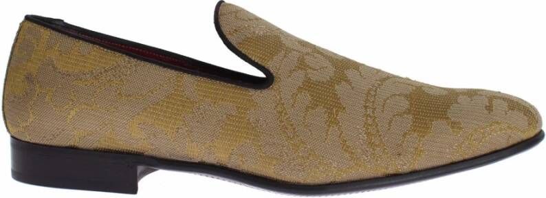 Dolce & Gabbana Zijden Barok Loafers Geel Goud Yellow Heren