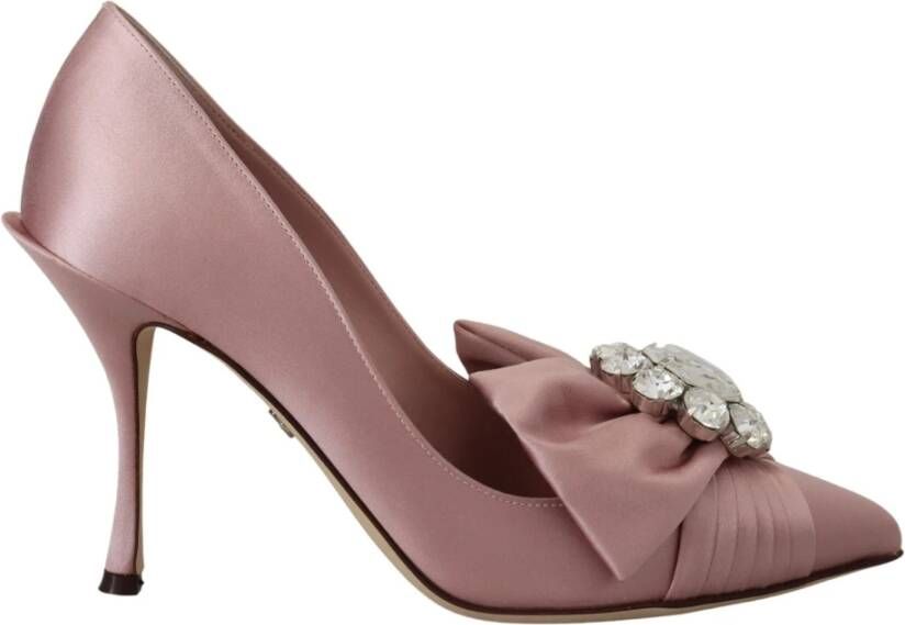 Dolce & Gabbana Roze Bow Heels Pumps met Kristal Detailing Pink Dames