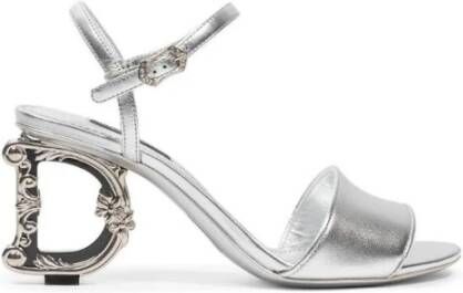 Dolce & Gabbana Zilveren Leren Strappy Sandaal