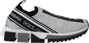 Dolce & Gabbana Zilveren Rhinestone Slip-on Sneakers Grijs Dames