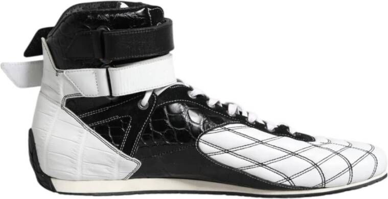 Dolce & Gabbana Zwart Wit Leren High Top Sneakers
