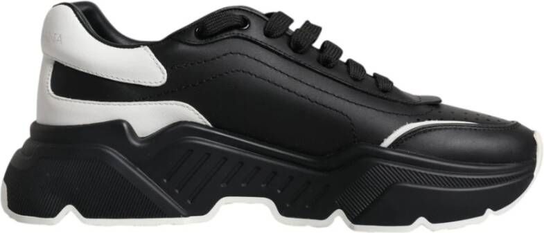 Dolce & Gabbana Italiaanse leren sneakers met oversized rubberen zool Black Heren
