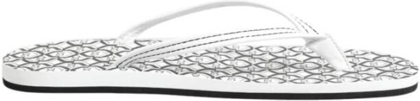 Dolce & Gabbana Zwart Wit Logo Beachwear Platte Slippers Schoenen