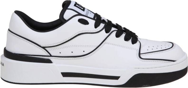 Dolce & Gabbana Wit zwart kalfsleren sneakers vetersluiting White Heren