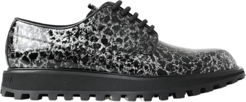 Dolce & Gabbana Zwart Wit Patent Leren Derby Schoenen Black Heren