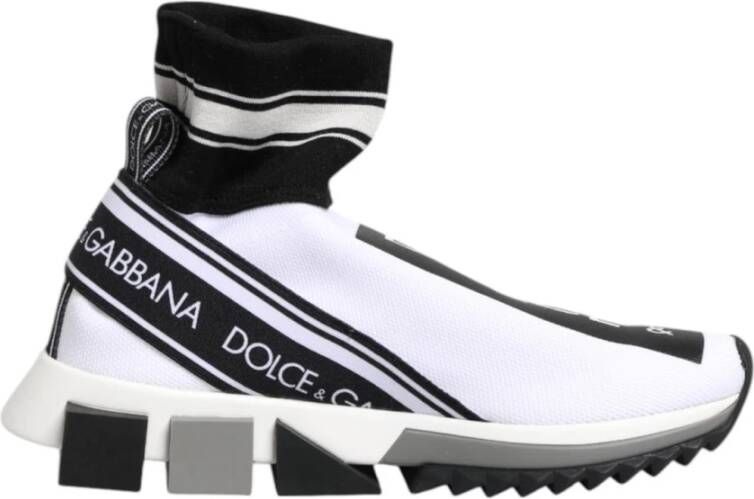 Dolce & Gabbana Zwart Wit Slip-On Sneakers met Geribbelde Zool