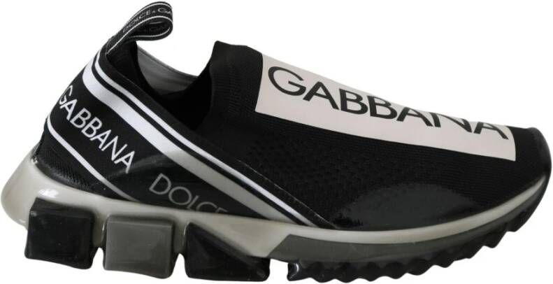 Dolce & Gabbana Black White Sorrento Sport Stretch Sneakers Zwart Heren