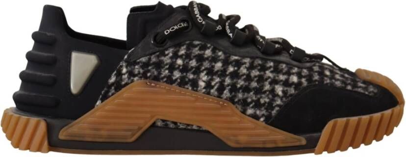 Dolce & Gabbana Black White Fabric Lace Up NS1 Sneakers Shoes Zwart Heren - Foto 3