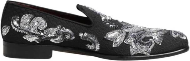 Dolce & Gabbana Zwart Zilver Paillet Loafers