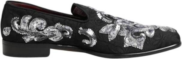 Dolce & Gabbana Zwart Zilver Paillet Loafers