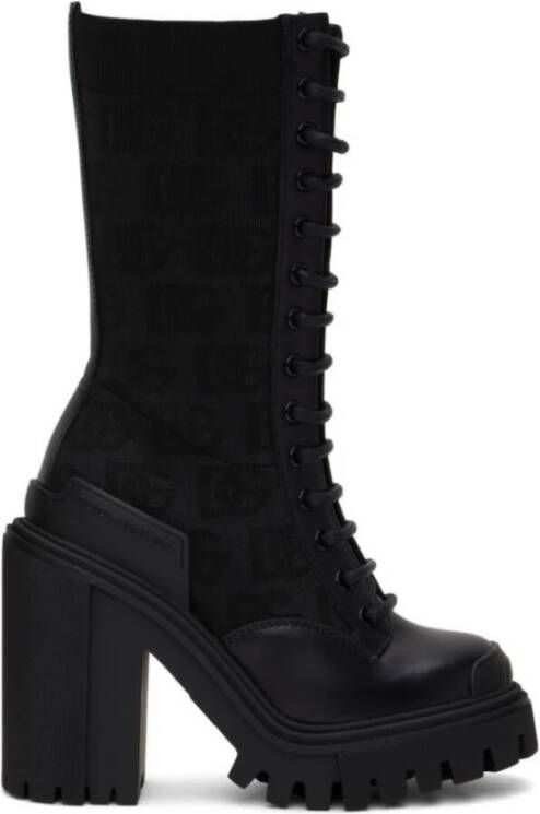 Dolce & Gabbana Zwarte All-Over DG Laarzen