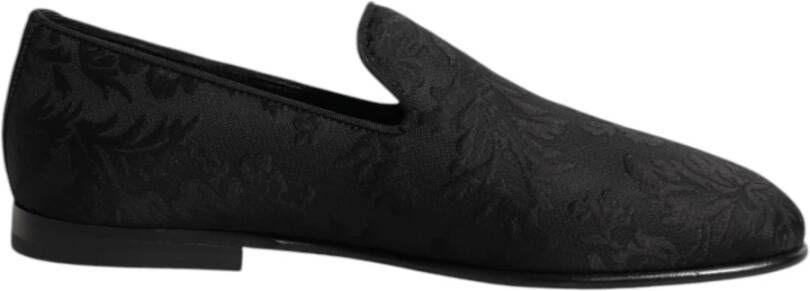 Dolce & Gabbana Zwarte Bloemen Brokaat Loafers Heren Schoenen
