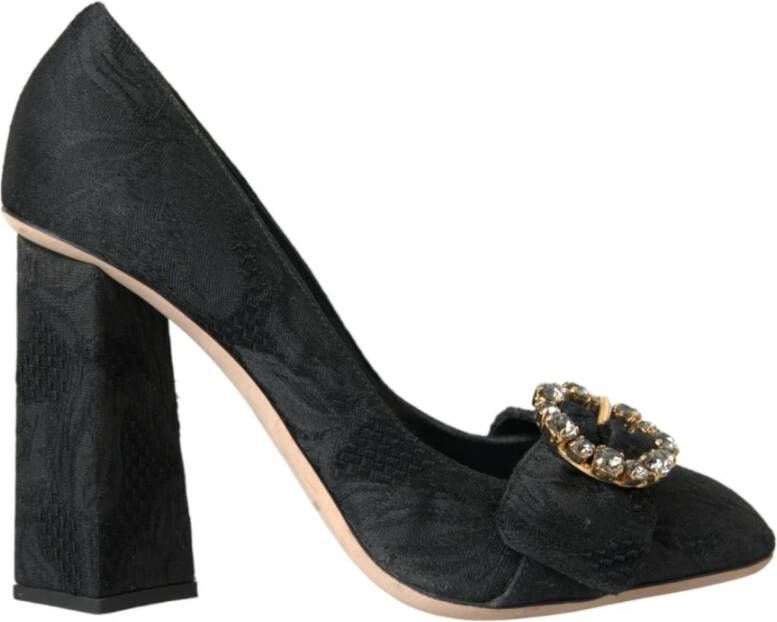 Dolce & Gabbana Zwarte Brogue Pumps met Strass Gesp Black Dames