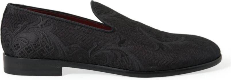 Dolce & Gabbana Zwarte Brokaat Loafer Jurkschoenen Black Heren