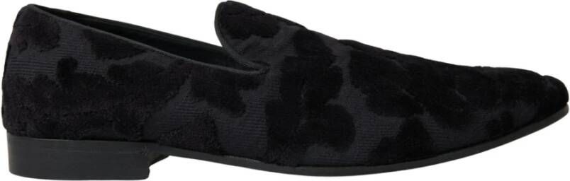 Dolce & Gabbana Zwarte Brokaat Loafers Black Heren