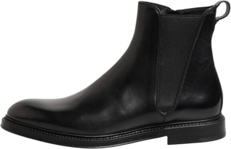 Dolce & Gabbana Zwarte Chelsea Leren Mid Calf Laarzen