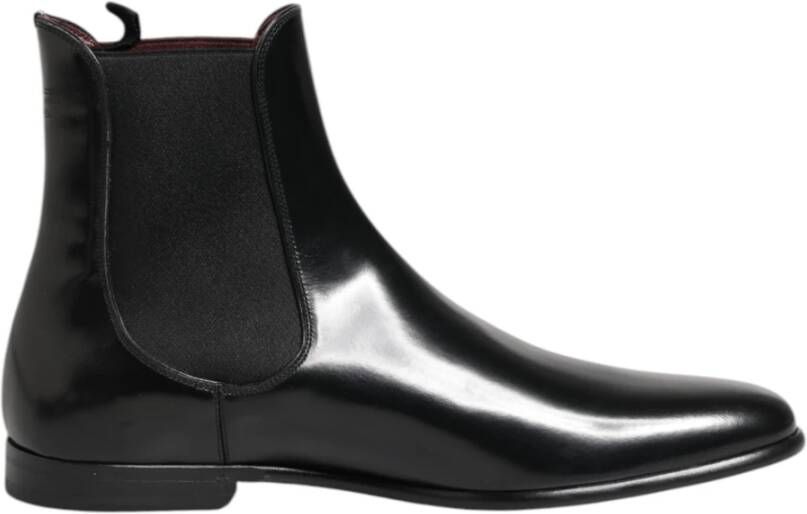 Dolce & Gabbana Zwarte Chelsea Slip On Mid Calf Laarzen