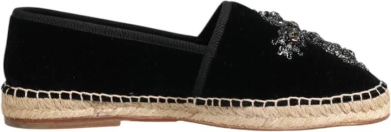 Dolce & Gabbana Zwarte Crystal Slip On Espadrilles