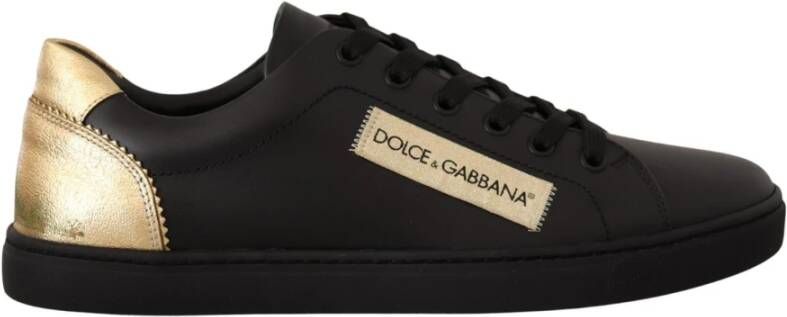 Dolce & Gabbana Klassieke Zwarte Gouden Leren Sneakers Schoenen Black Heren