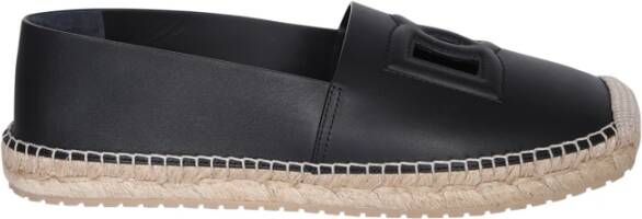 Dolce & Gabbana Zwarte platte schoenen met reliëflogo Black Heren