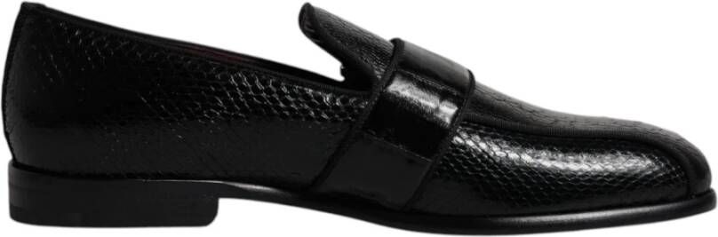 Dolce & Gabbana Zwarte exotisch lederen logo loafers - Foto 2