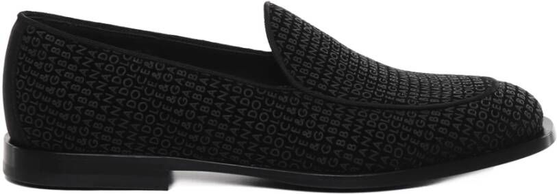 Dolce & Gabbana Zwarte fluwelen loafers voor heren Black Heren