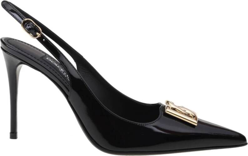 Dolce & Gabbana Zwarte glanzende kalfsleren slingback pumps Black Dames