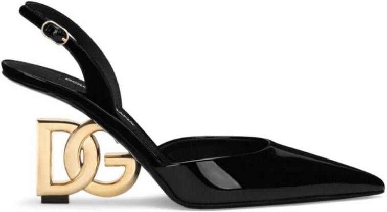 Dolce & Gabbana Zwarte Hak Slingback Cross Schoenen Black Dames
