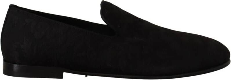 Dolce & Gabbana Zwarte Velvet Loafers Formele Schoenen Black Heren