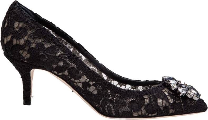 Dolce&Gabbana Pumps & high heels Decollete Pizzo Bellucci Charmant + Raso Nero in zwart