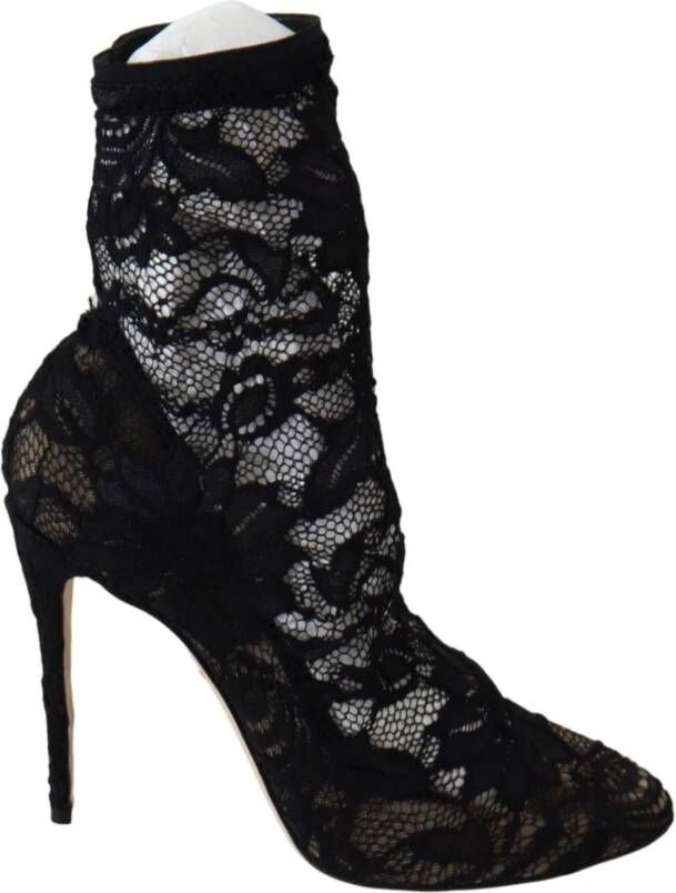 Dolce & Gabbana Zwarte Kant Taormina Hoge Hak Pumps Black Dames