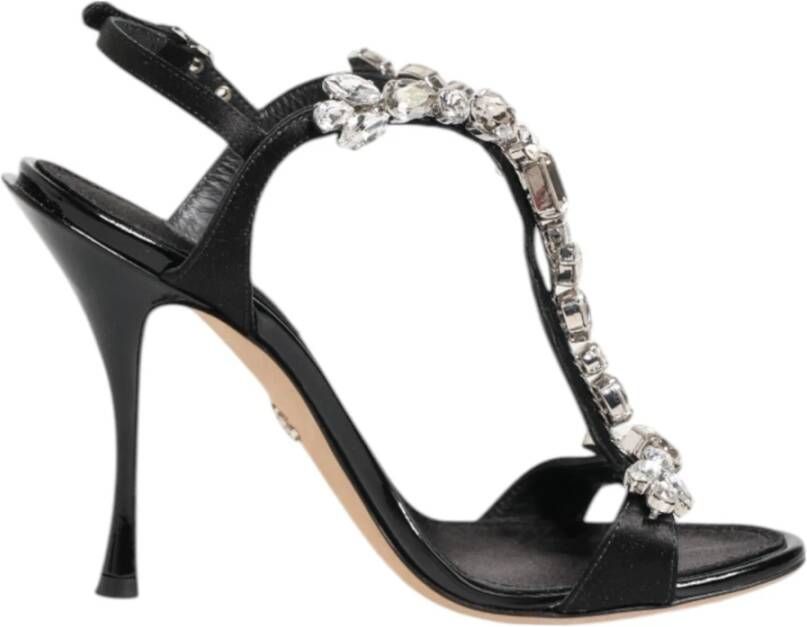 Dolce & Gabbana Zwarte Keira Kristal Hakken Sandalen