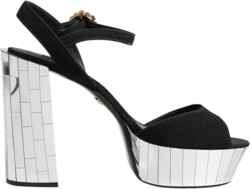 Dolce & Gabbana Zwarte Kristal Enkelband Sandalen