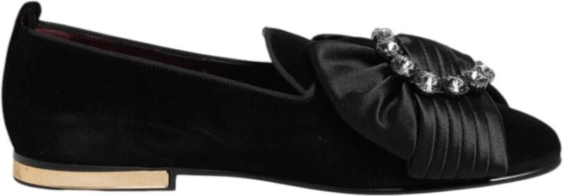 Dolce & Gabbana Zwarte Kristal lint Loafer Schoenen
