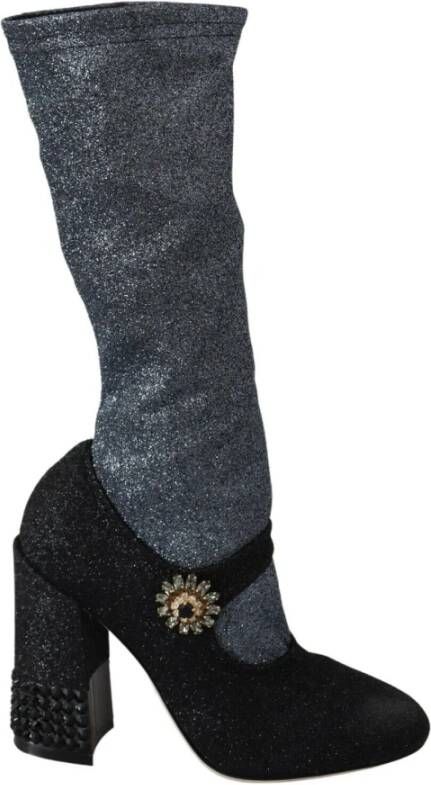 Dolce & Gabbana Zwarte Kristal Mary Janes Booties Schoenen Multicolor Dames