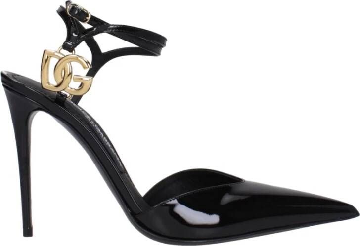 Dolce & Gabbana Zwarte Lakleren Sandalen met Gesp
