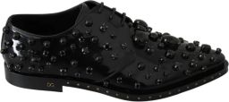 Dolce & Gabbana Patent Leather Loafers Embellished Style Wo Black Flat Shoes