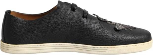 Dolce & Gabbana Zwarte Leren Crown Sneakers