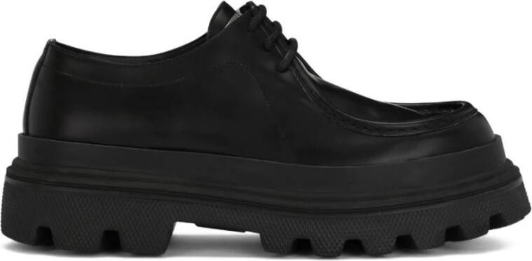 Dolce & Gabbana Zwarte Leren Derby Schoenen voor Heren Black Heren