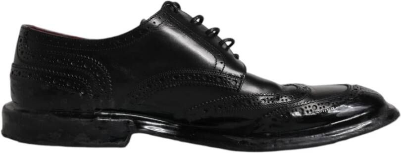 Dolce & Gabbana Zwarte leren Derby Wingtip formele schoenen